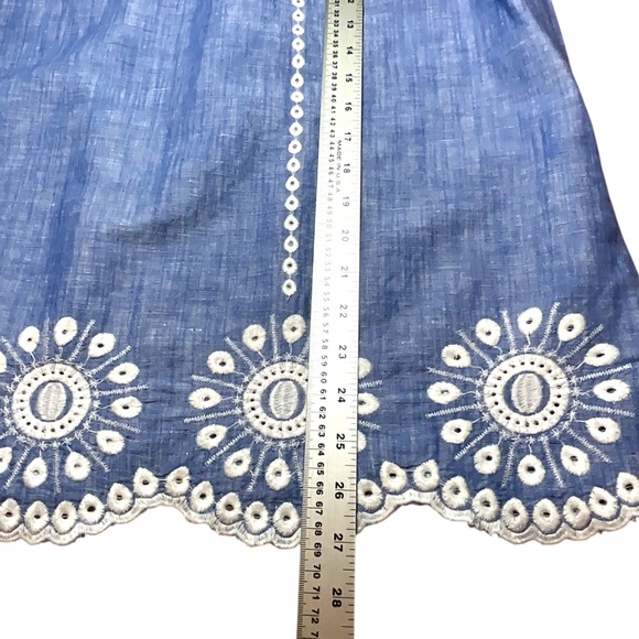 TALBOTS Linen Cotton Blend Chambray Embroidered Flared Top Tie Sleeves US Sz 2X - Picture 7 of 9